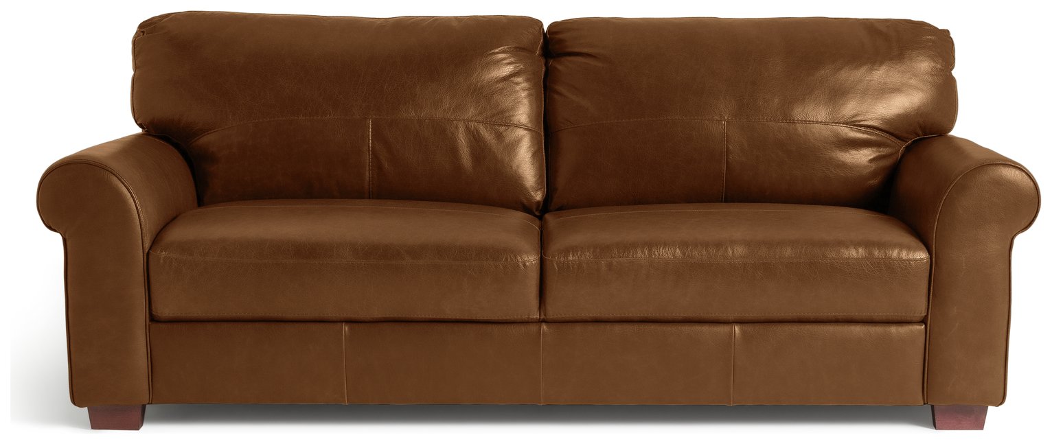 Argos Home Salisbury Leather 4 Seater Sofa - Tan