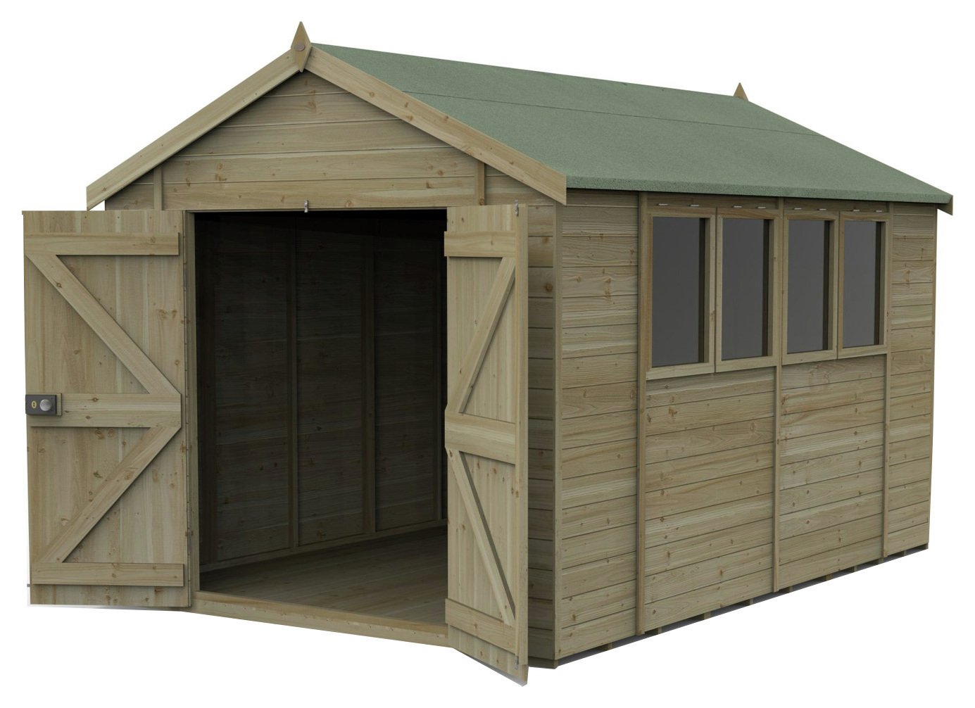 Forest Timberdale 4 Clear Windows Apex Shed - 12 x 8ft