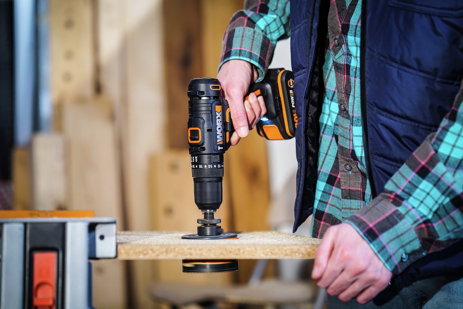 Worx WX370 Cordless Impact Drill and 30 Accessories - 20V