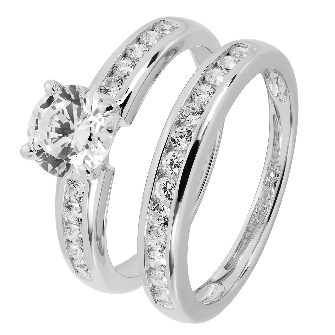 Revere Sterling Silver Cubic Zirconia Bridal Ring Set