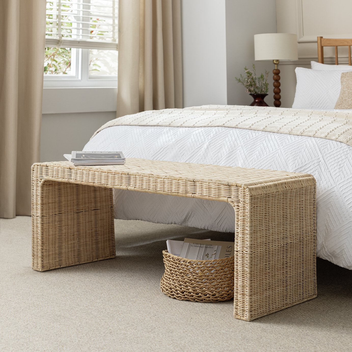 Habitat Neva Rattan Bench - Natural