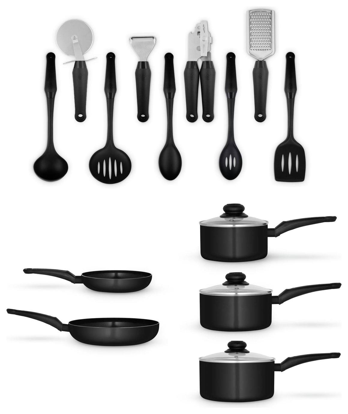 Swan 14 Piece Aluminium Cookware Set - Black