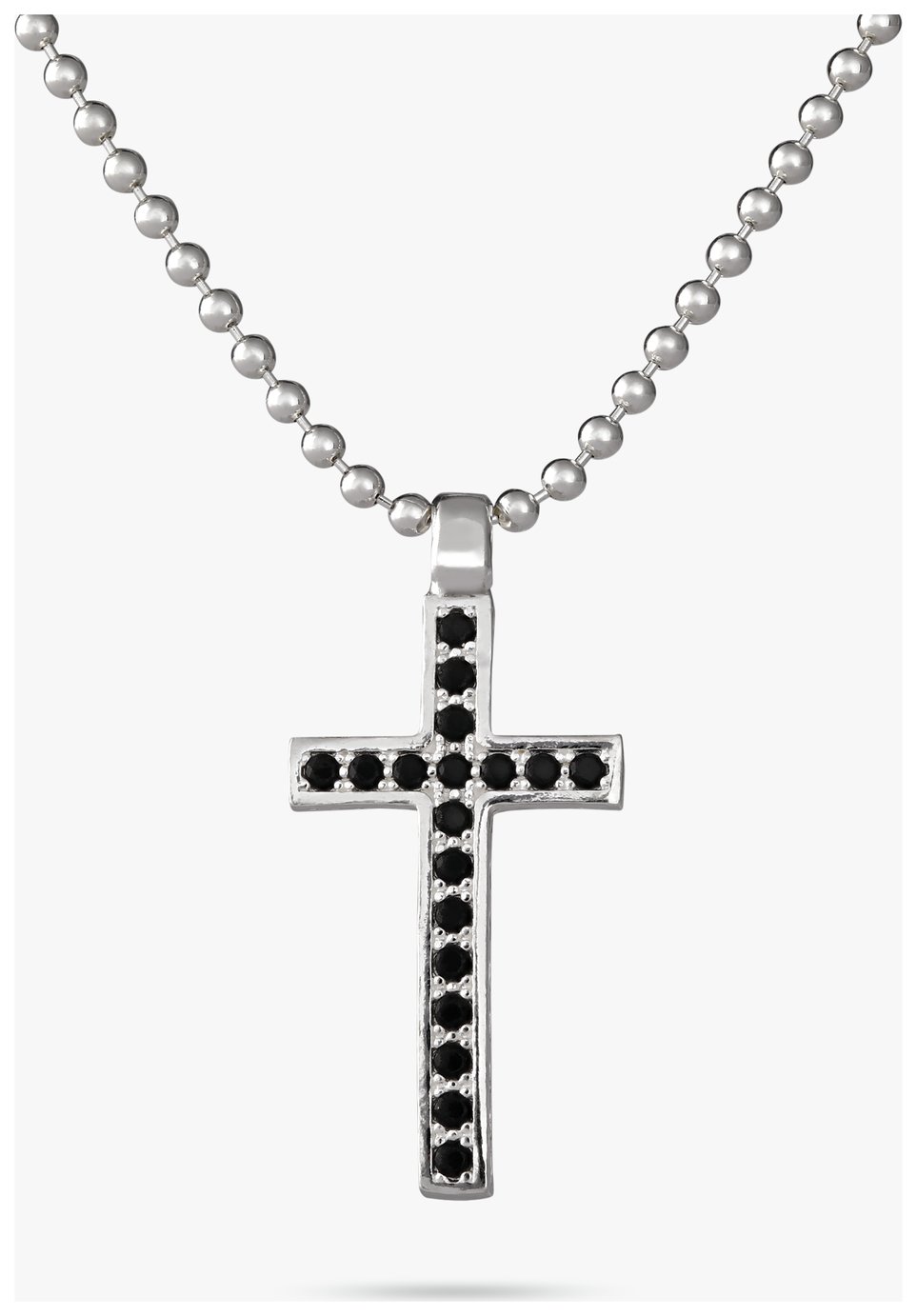Revere Sterling Silver Black Zircons Cross Pendant Necklace