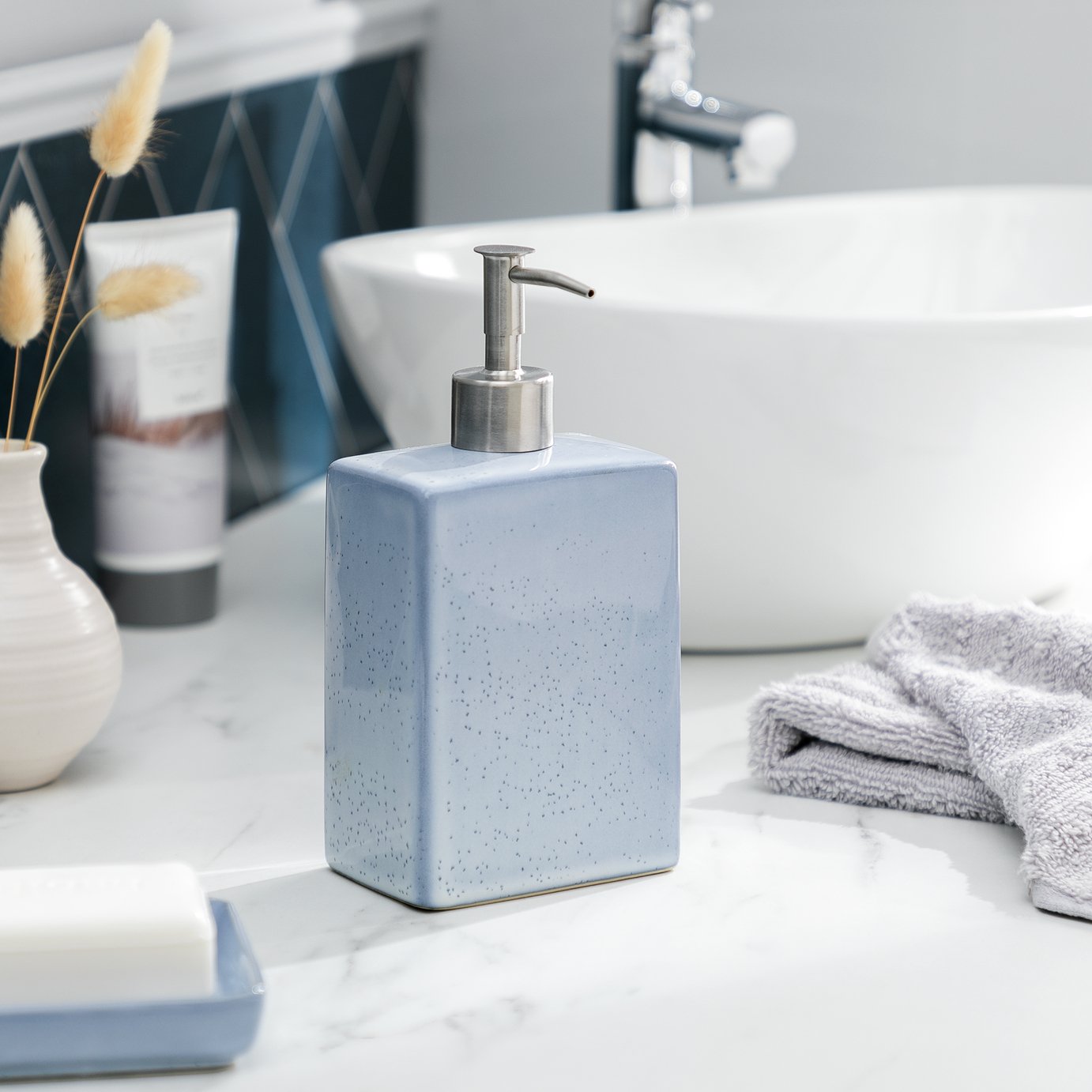Habitat Reactive Glaze Ceramic Soap Dispenser - Blue