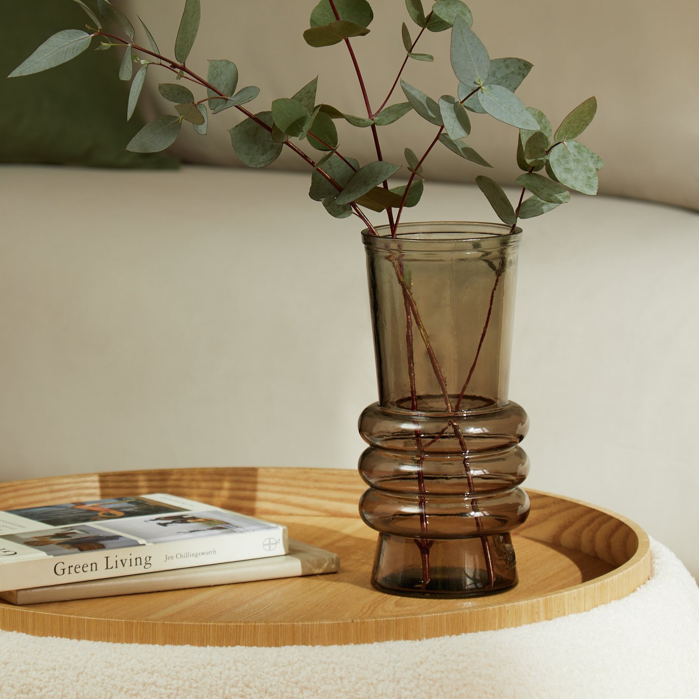 Habitat Anillo Glass Vase - Brown