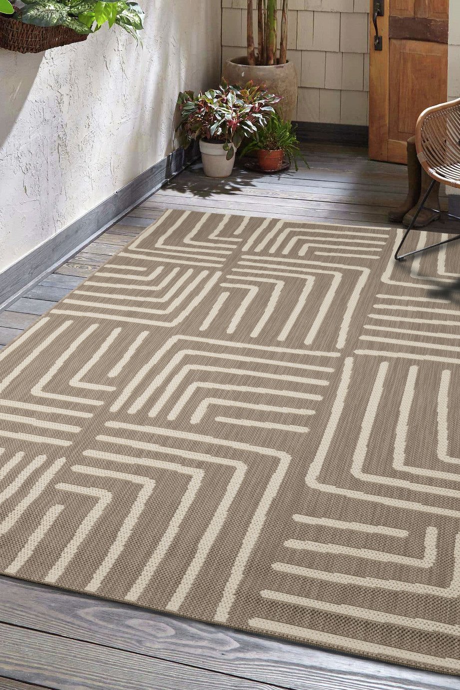 Homemaker Polypropylene Neutral Rectangle Rug - 120 x 170cm