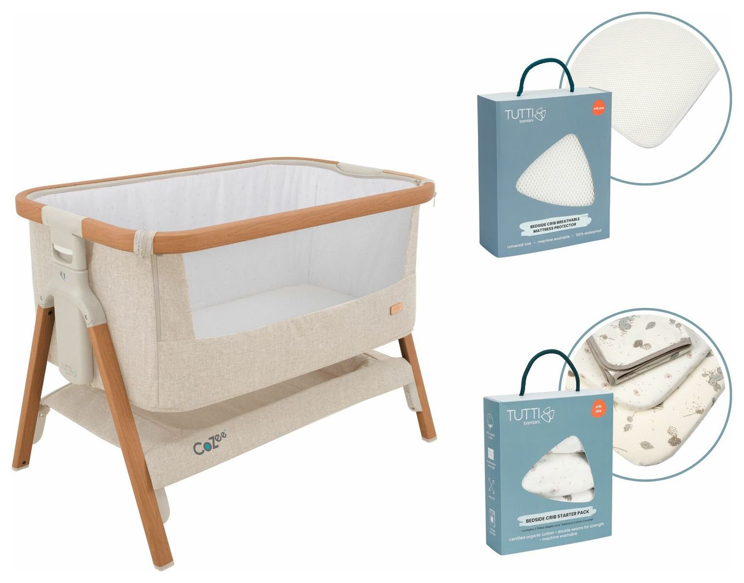 Tutti Bambini Walnut Cocoon Bedside Crib