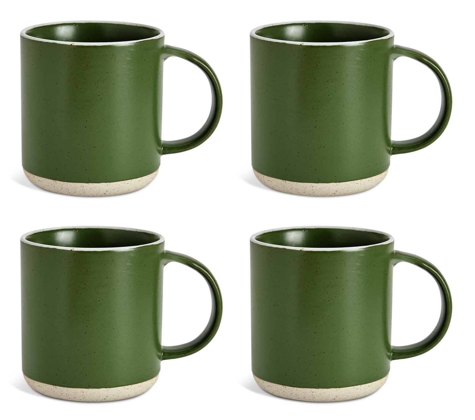 Habitat Raw Edge Set of 4 Stoneware Mugs - Green