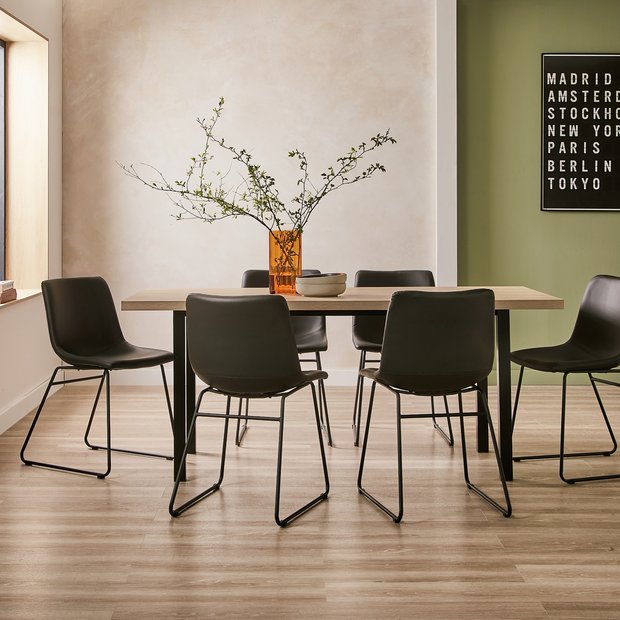 Buy Habitat Zayn Birch Effect Dining Table And 6 Black Chairs