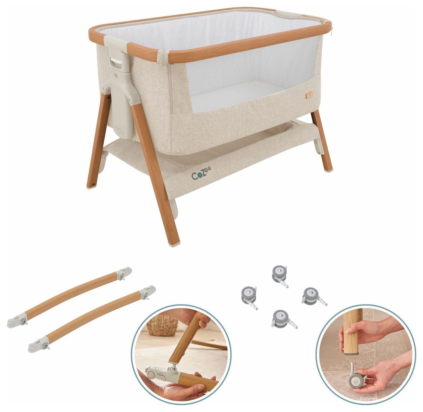 Tutti Bambini Cozee Walnut Cocoon Bedside Crib