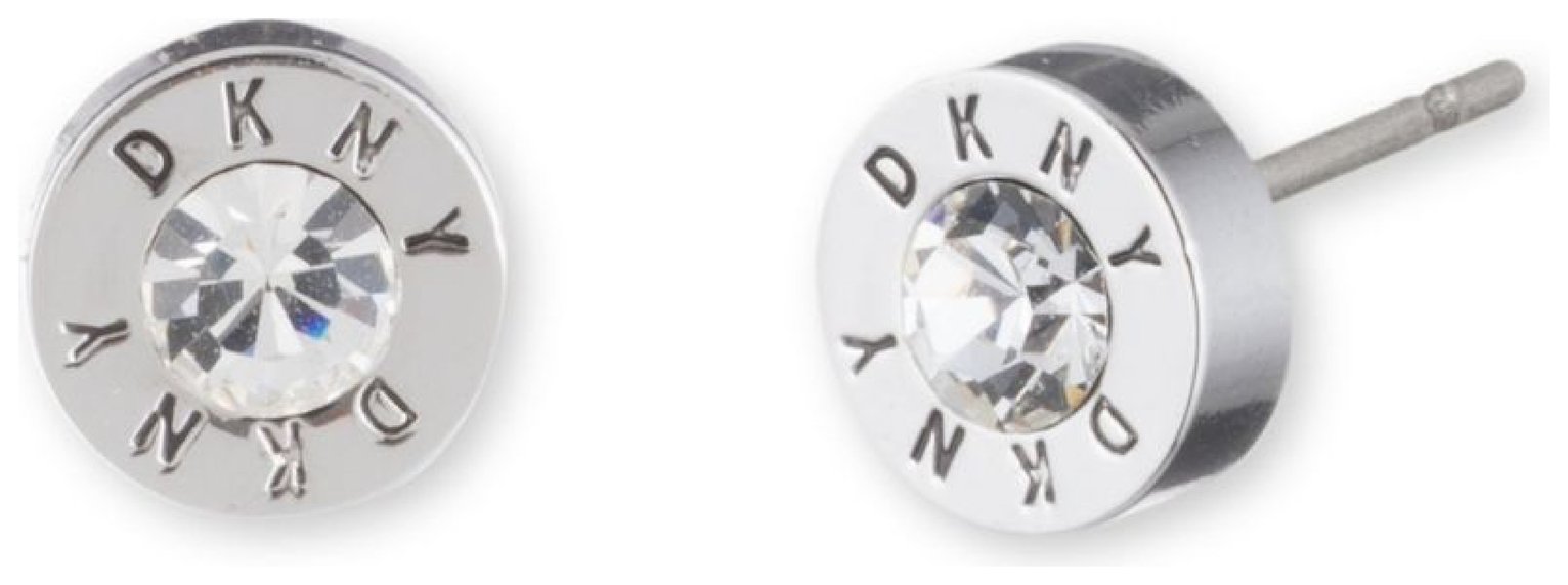 DKNY Silver Coloured Crystal Stud Earrings