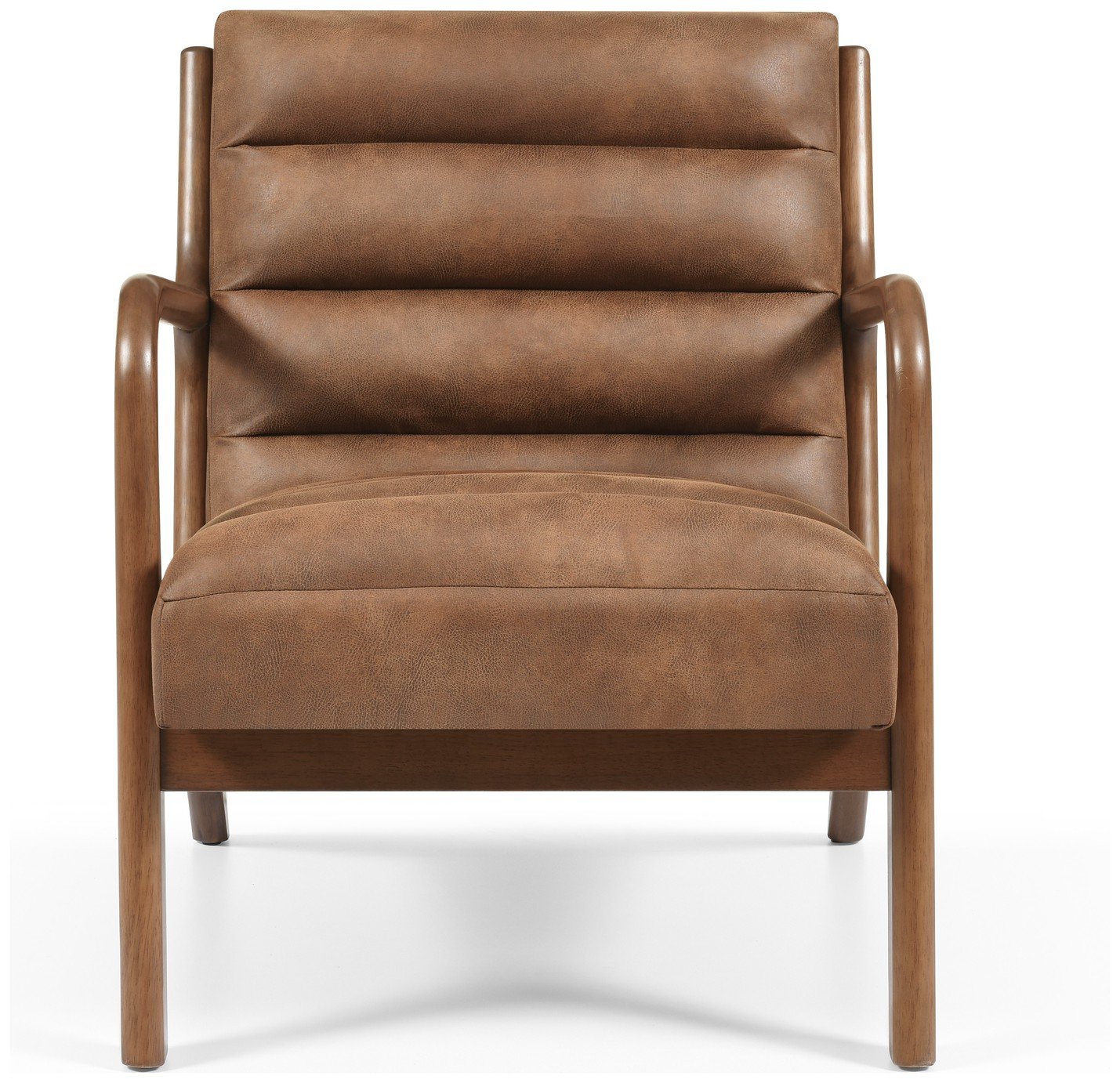 Kyoto Leah Faux Leather Ribbed Chair - Brown