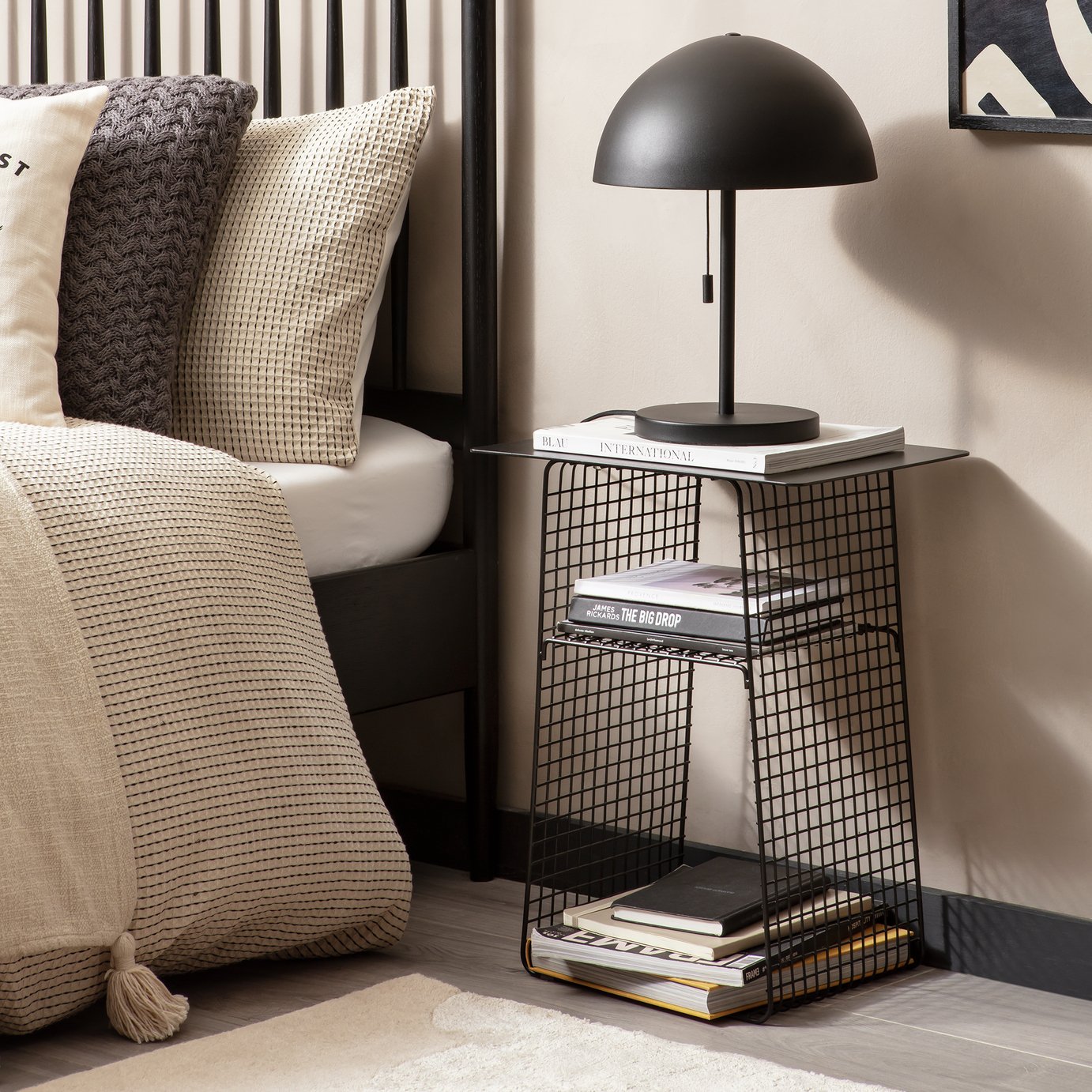 Habitat Cal Metal Bedside Table - Black