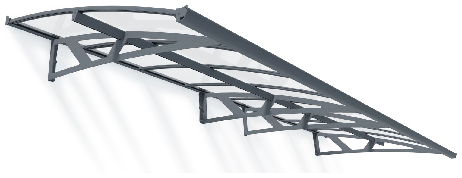 Palram Canopia 4460mm Amsterdam Door Cover Awning Grey Clear