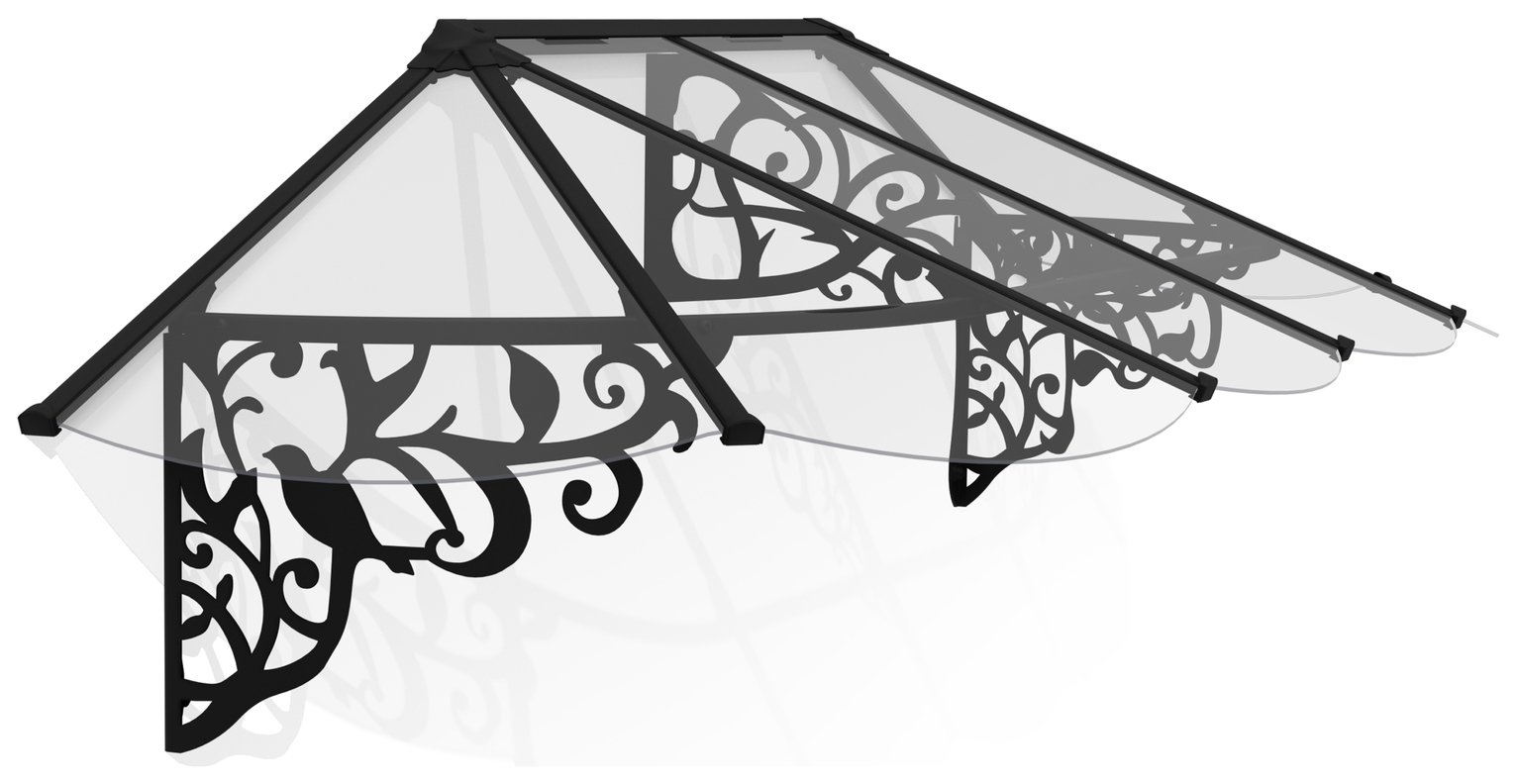 Palram Canopia 2600mm Lily Door Awning - Black Clear