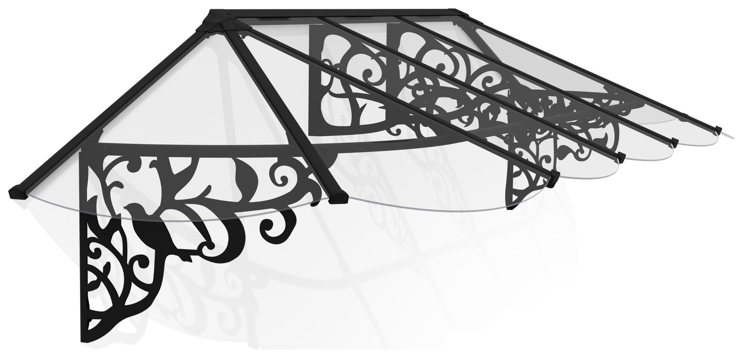 Palram Canopia 3190mm Lily Door Awning - Black Clear