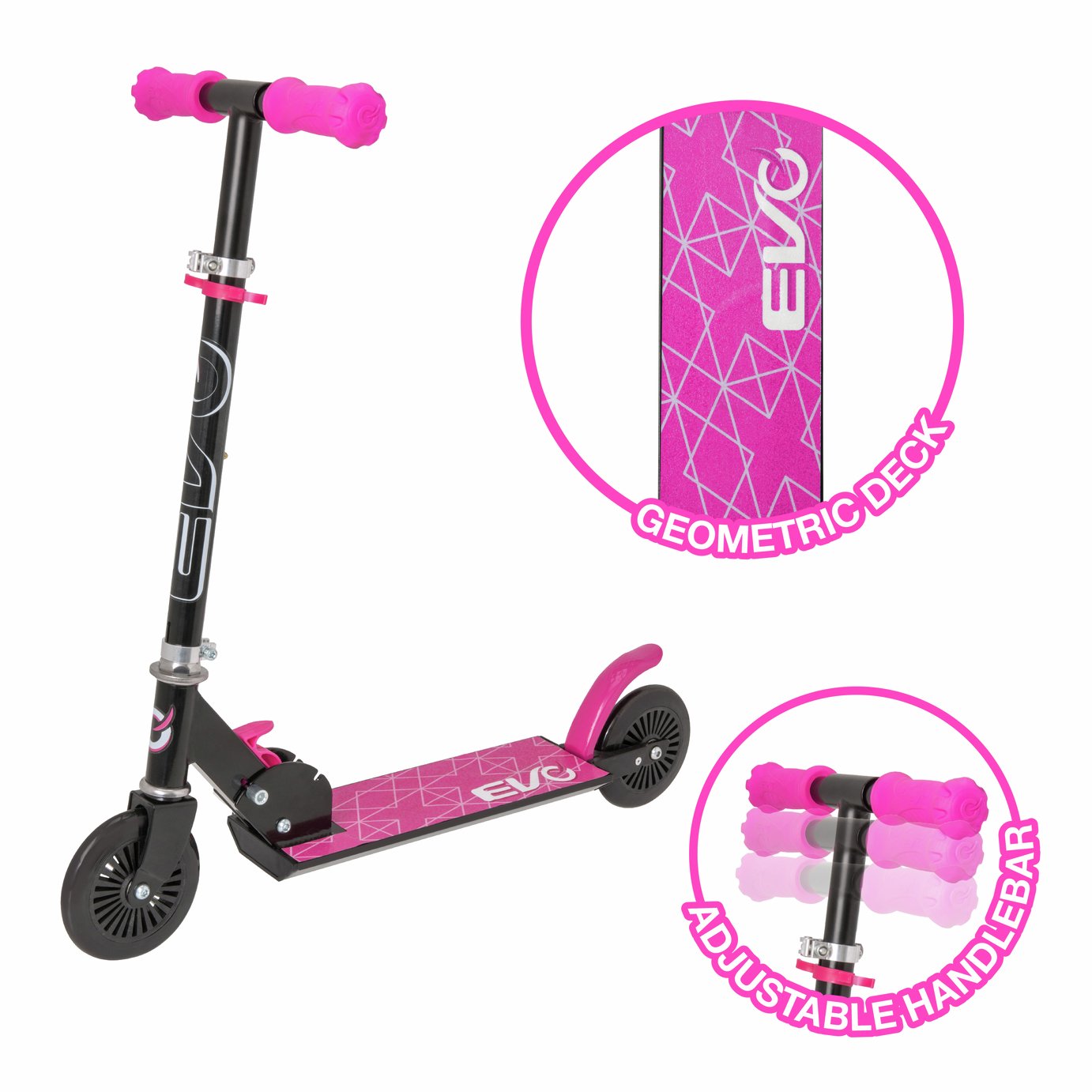 EVO 2 Wheel Scooter - Black & Pink