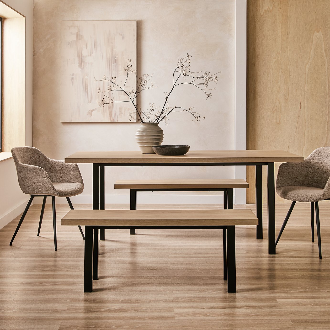 Habitat Zayn Dining Table, 2 Bench And 2 Chairs