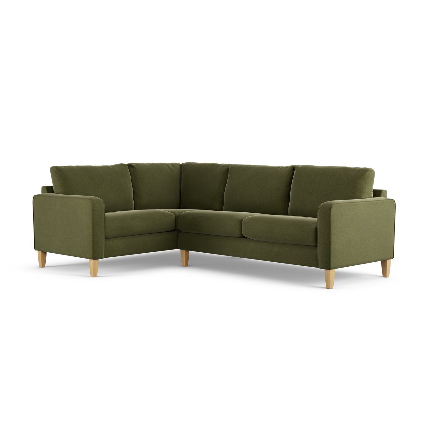 Habitat Flint Velvet Left Hand Corner Sofa - Moss Green