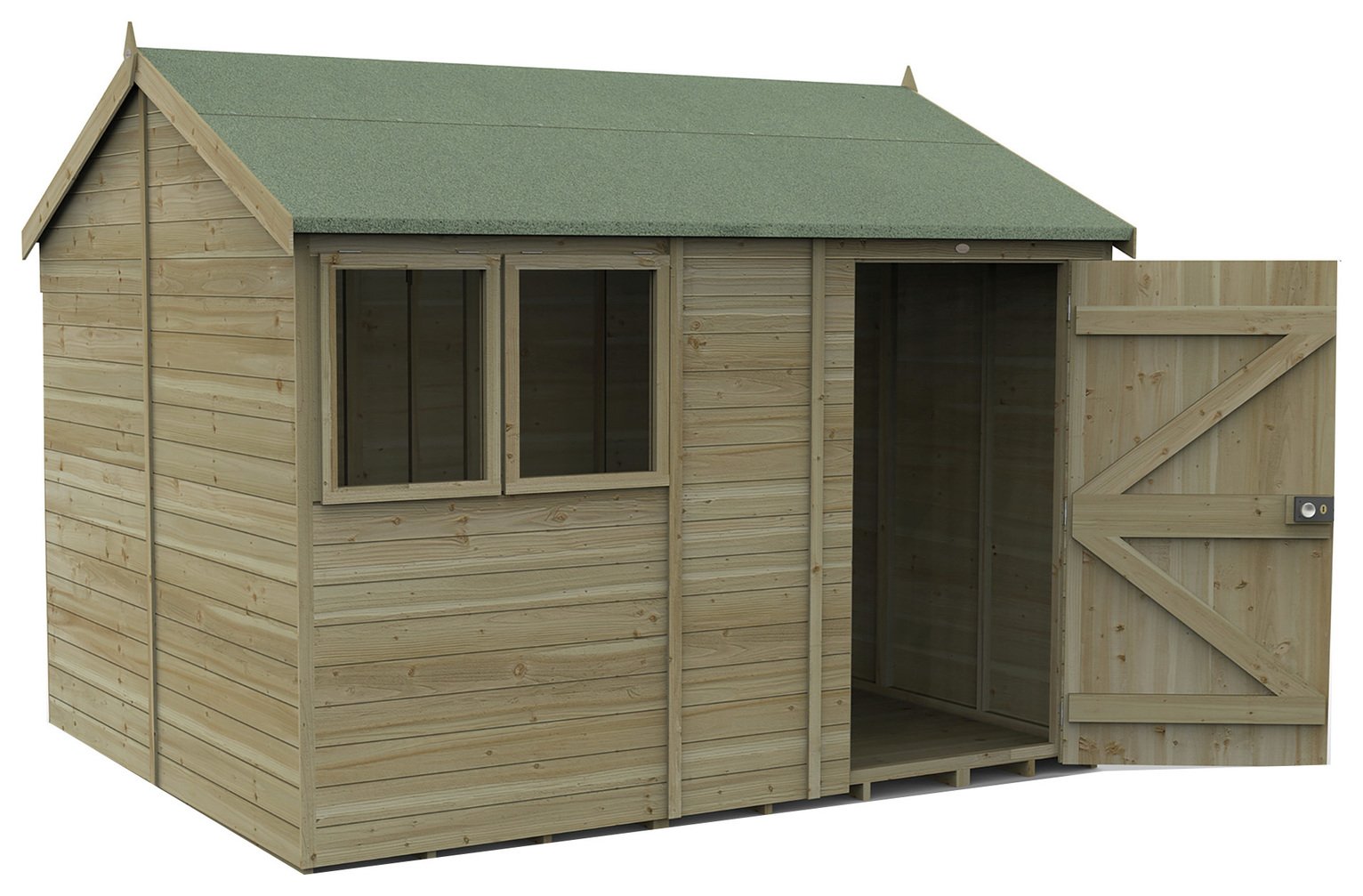 Forest Timberdale 2 Clear Windows Apex Shed - 10 x 8ft