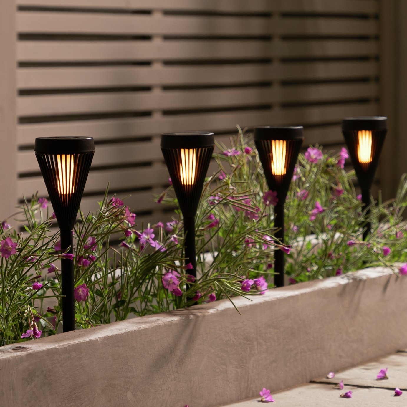 Garden by Solar Dancing Flame Stake Light - Pack of 4