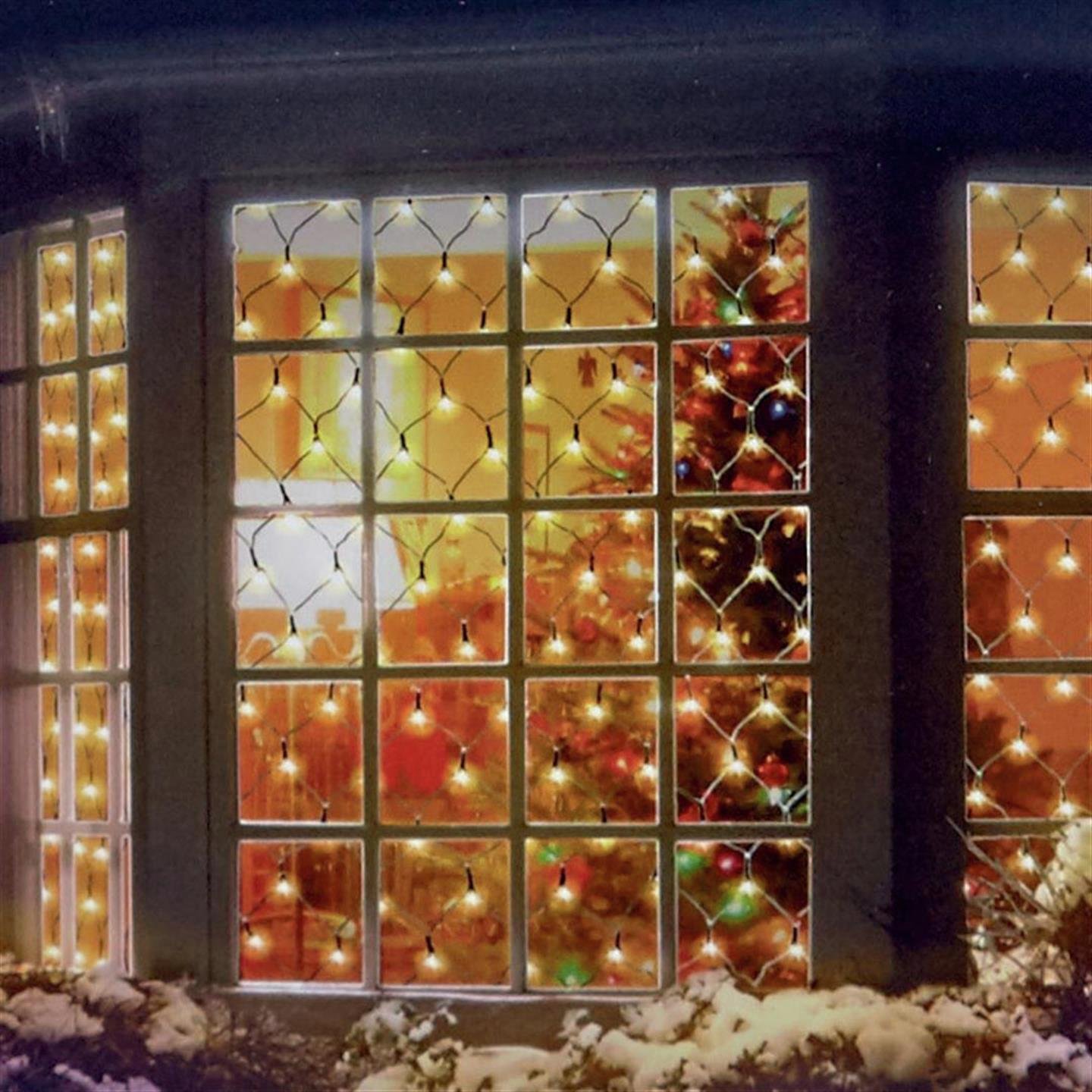 Premier Decorations Warm White Net Christmas Window Lights