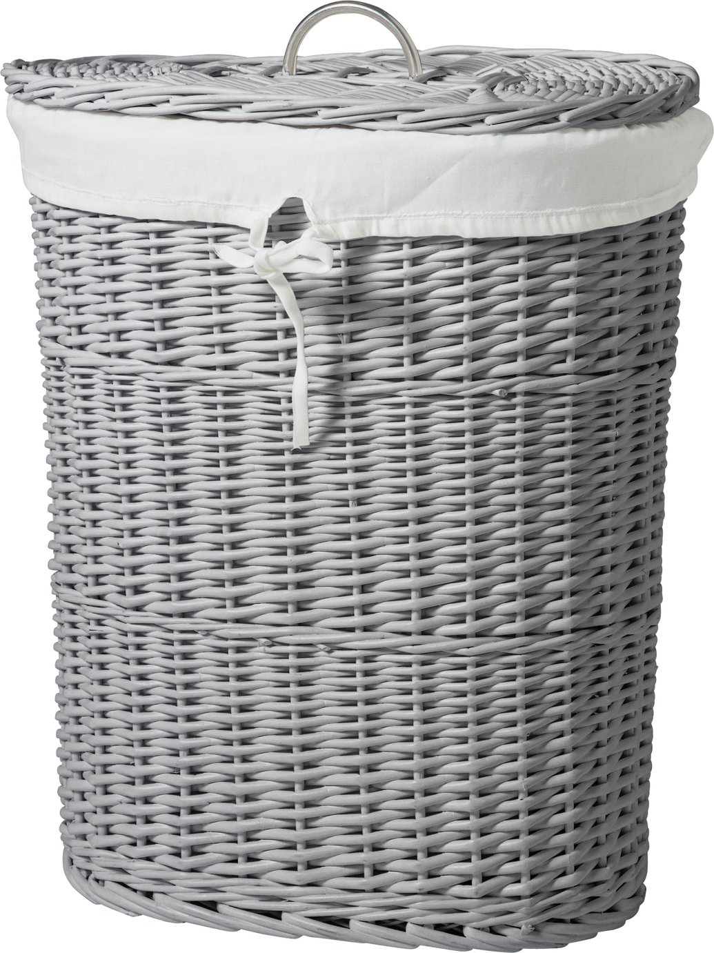 grey basket with lid
