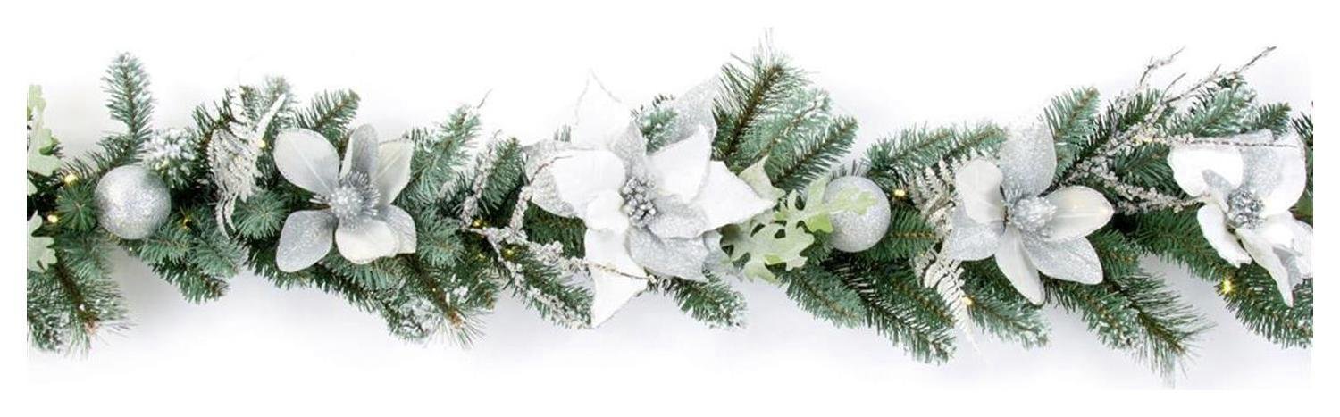 Premier Decorations Pre lit Poinsettia Christmas Garland