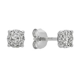 Revere 9ct White Gold 0.15ct tw Diamond Cluster Earrings