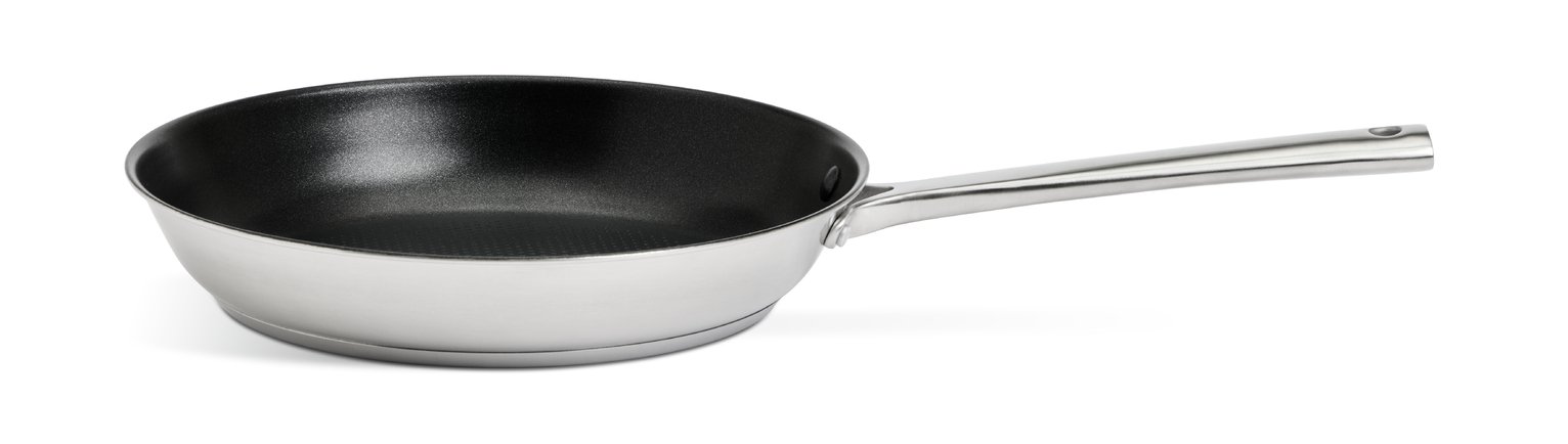 Habitat 24cm Brushed Stainless Steel Frying Pan