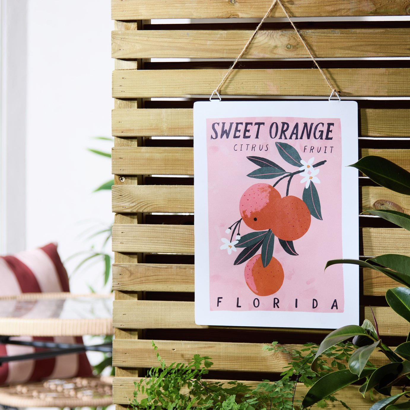 Home Metal Sweet Orange Garden Sign