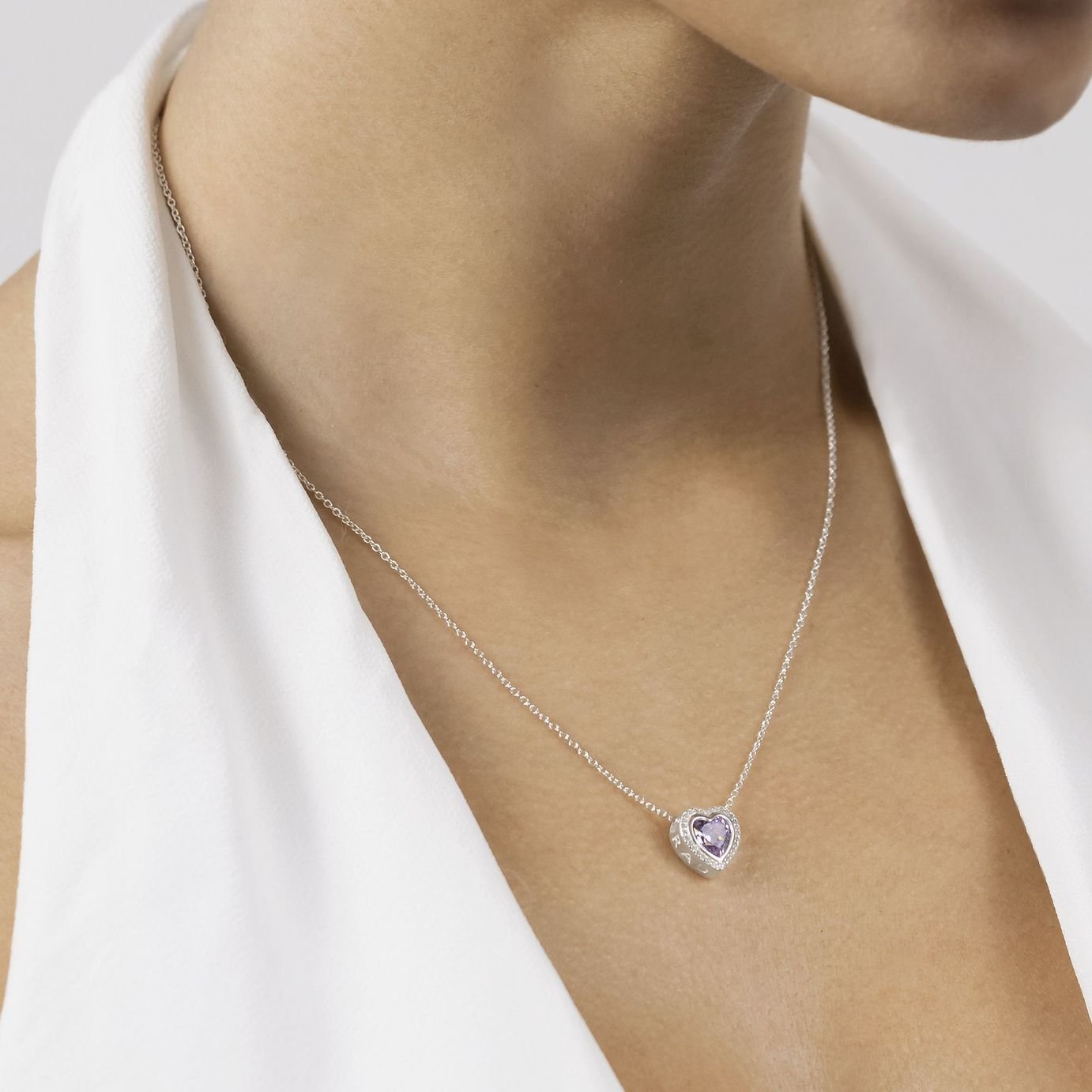 Radley Sterling Silver Purple Heart Necklace and Earring Set