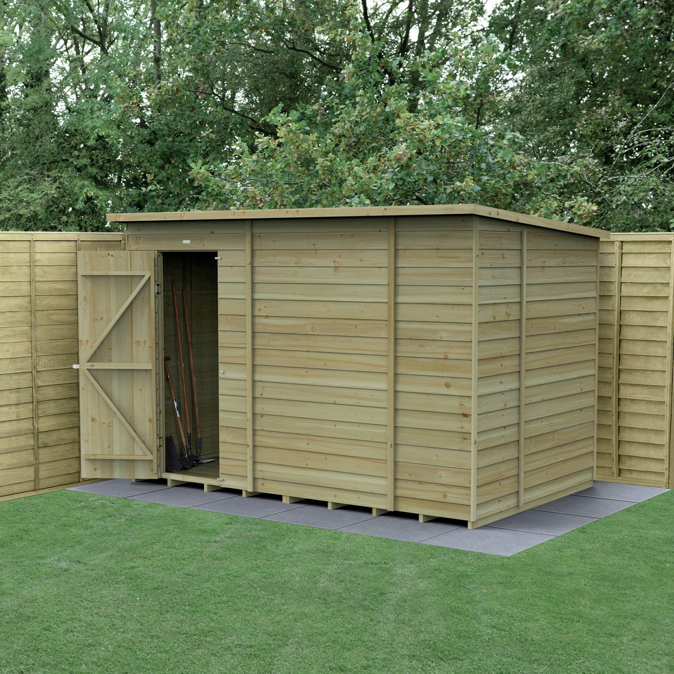 Forest 4Life Overlap Windowless Pent Shed - 10 x 6ft