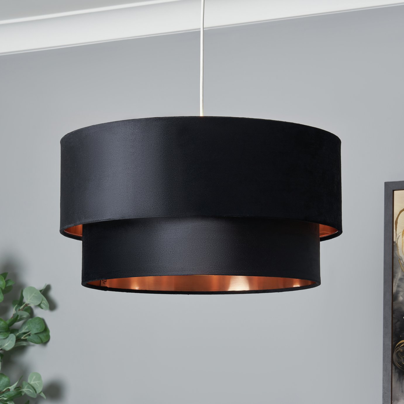 BHS Tia Velvet 2 Tier Easy Fit Lampshade - 50cm