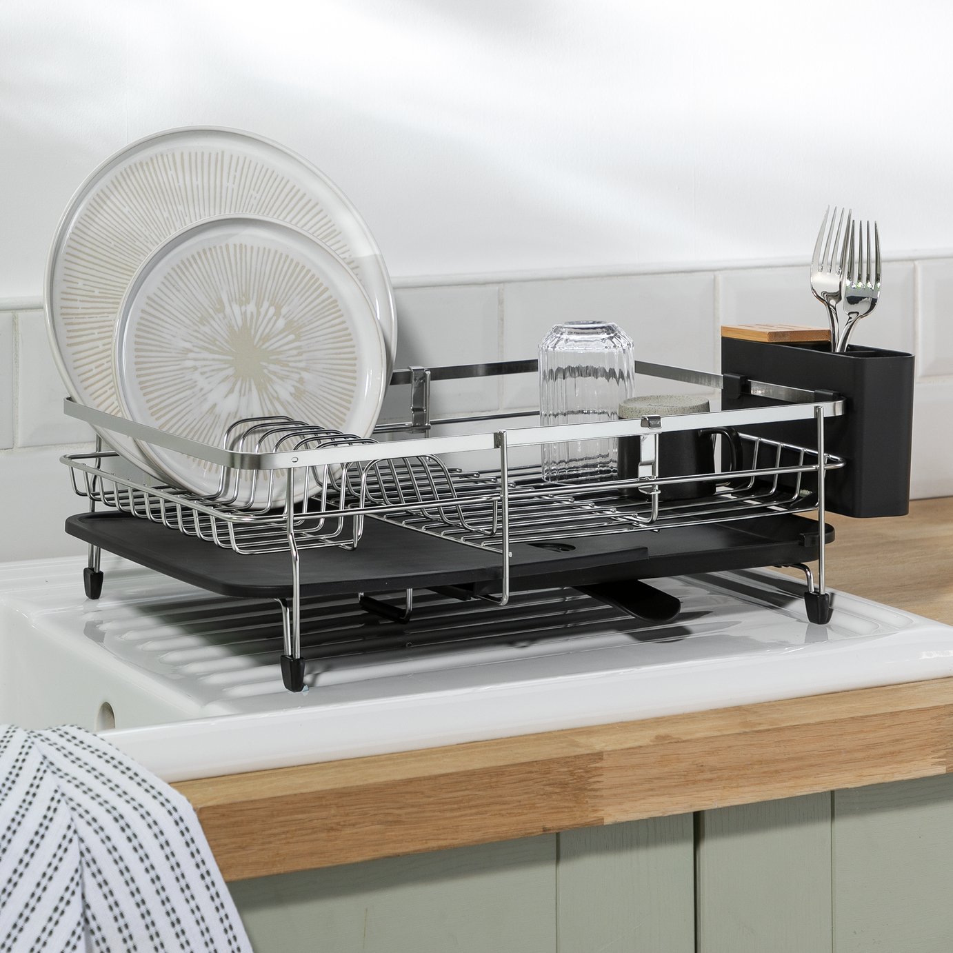 Argos Home Extendable Dish Drainer - Silver
