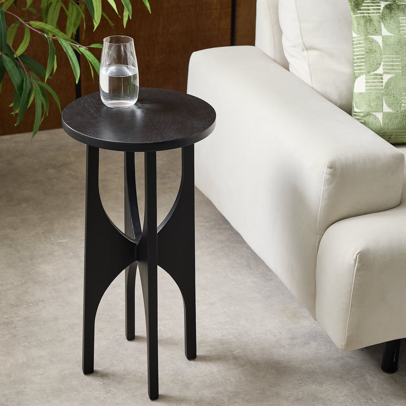 Habitat Mid Century Pedestal Side Table - Black