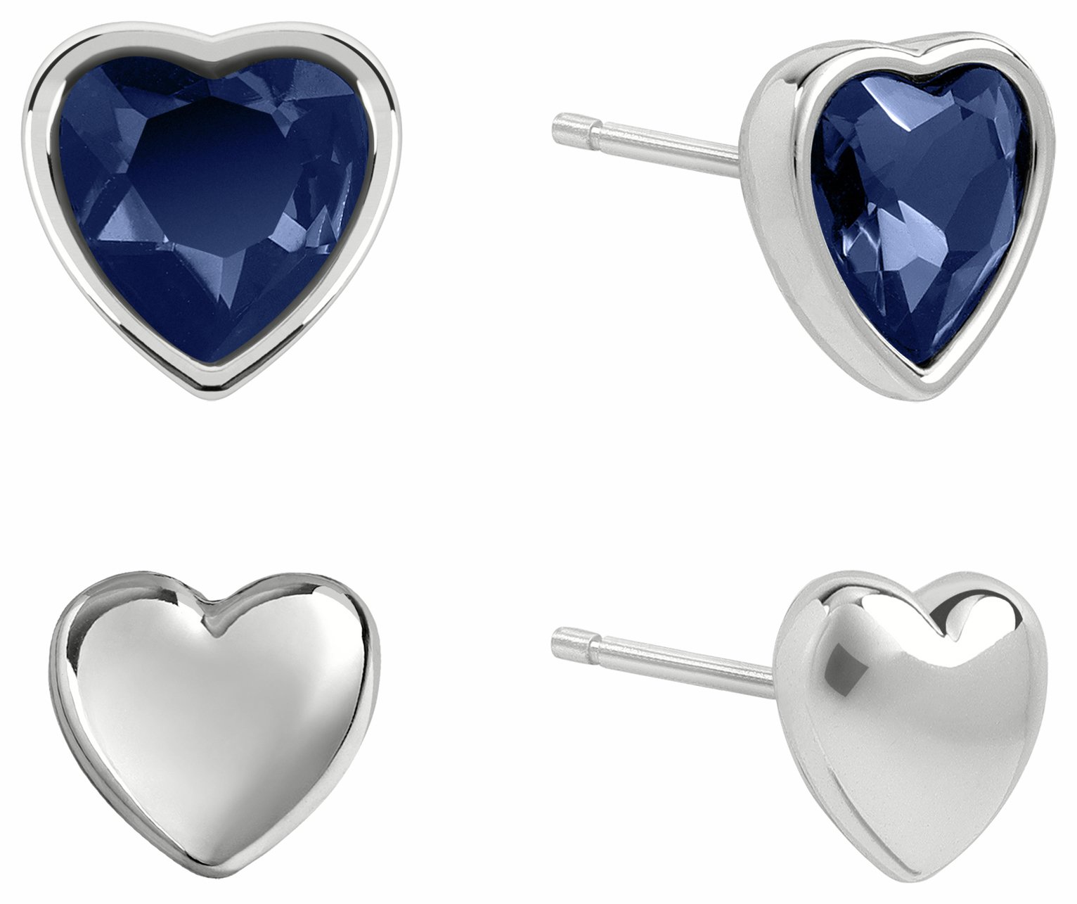 Radley Silver Plated Heart Stone Stud Earrings - Set of 2
