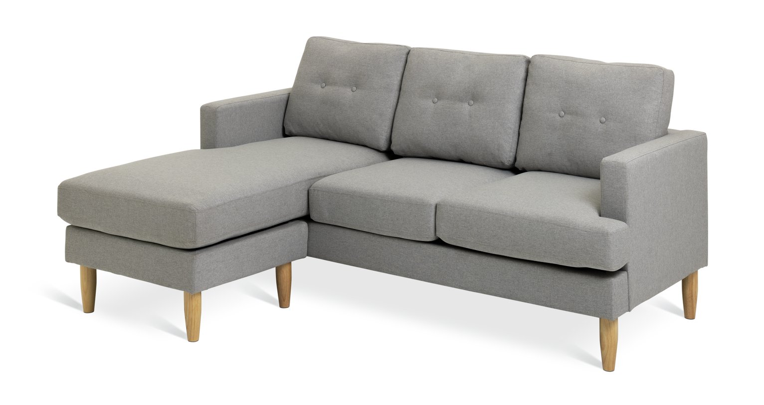 Habitat Joshua Fabric Reversible Corner Sofa - Light Grey