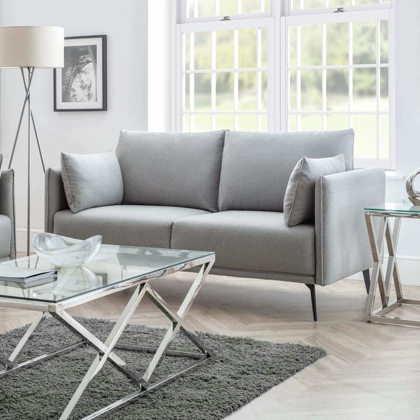 Julian Bowen Rohe Fabric 2 Seater Sofa - Grey