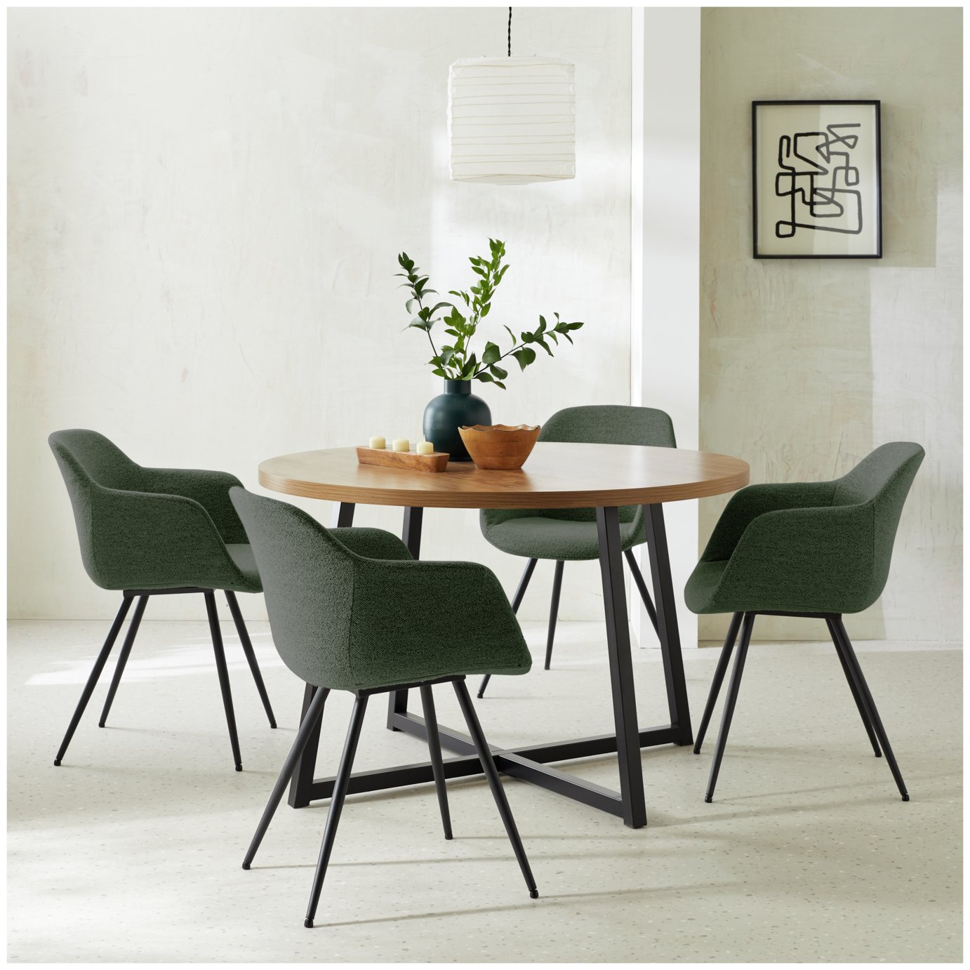 Habitat Nomad Oak Black Dining Table & 4 Chairs