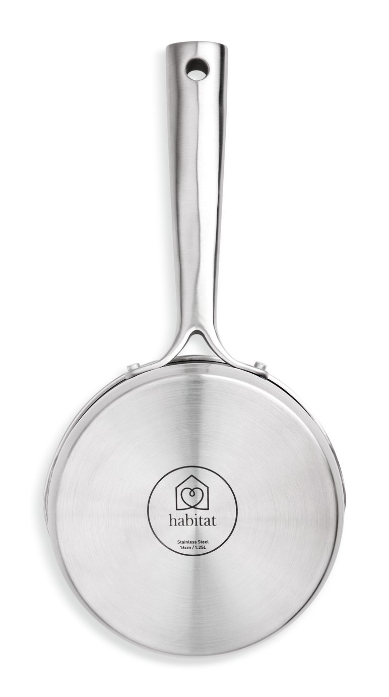 Habitat 16cm Brushed Stainless Steel Saucepan