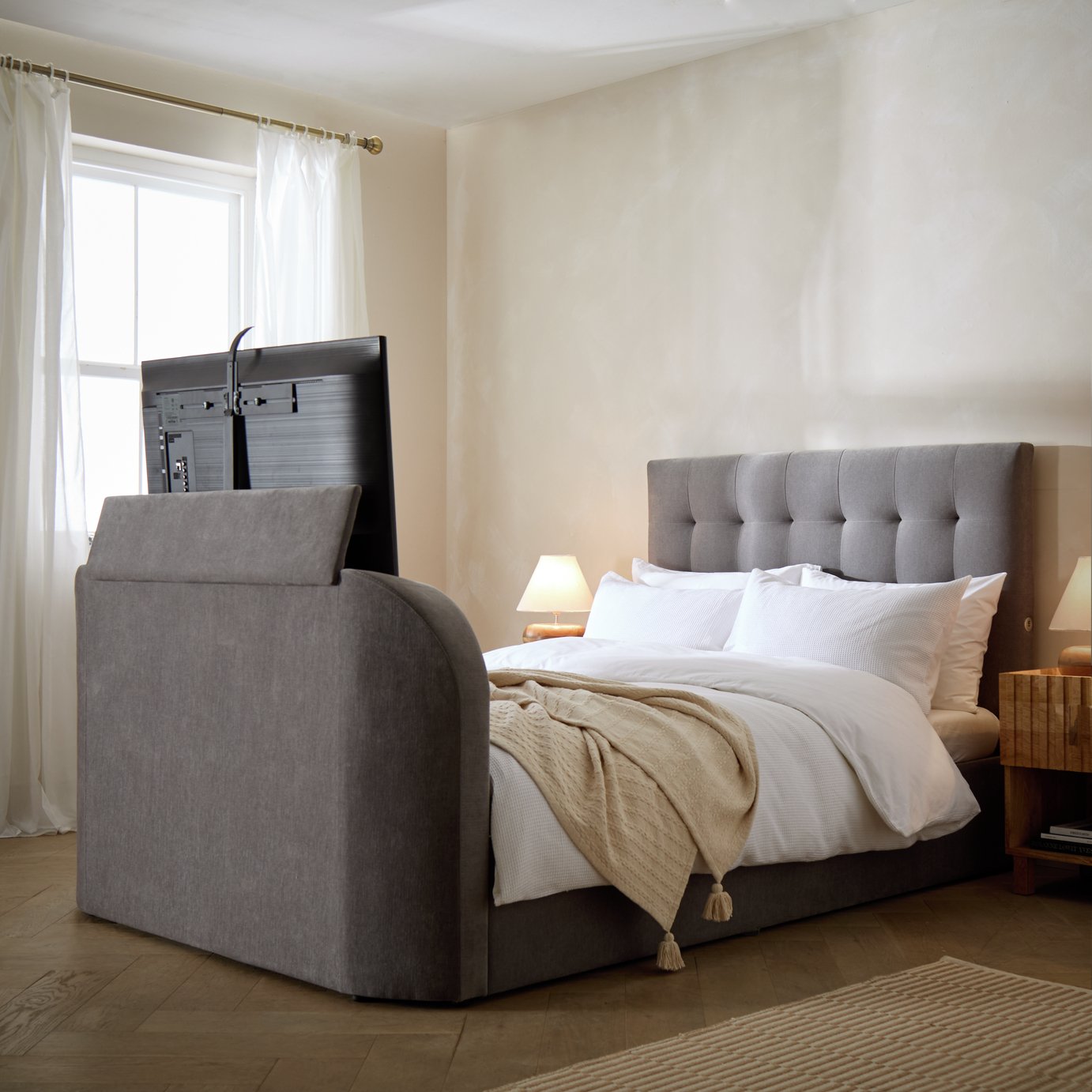 Argos Home Bentley Superking 2.1 Sound TV Ottoman Bed - Grey