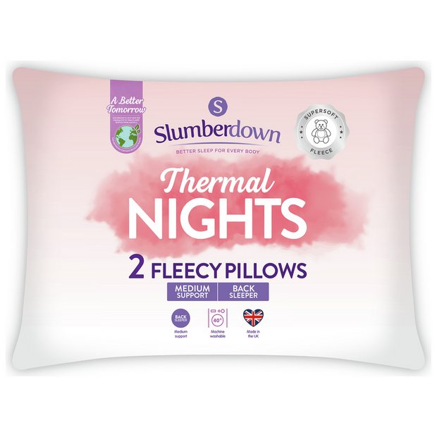 Buy Slumberdown Thermal Nights Medium Fleecy Pillow 2 Pack Pillows Habitat