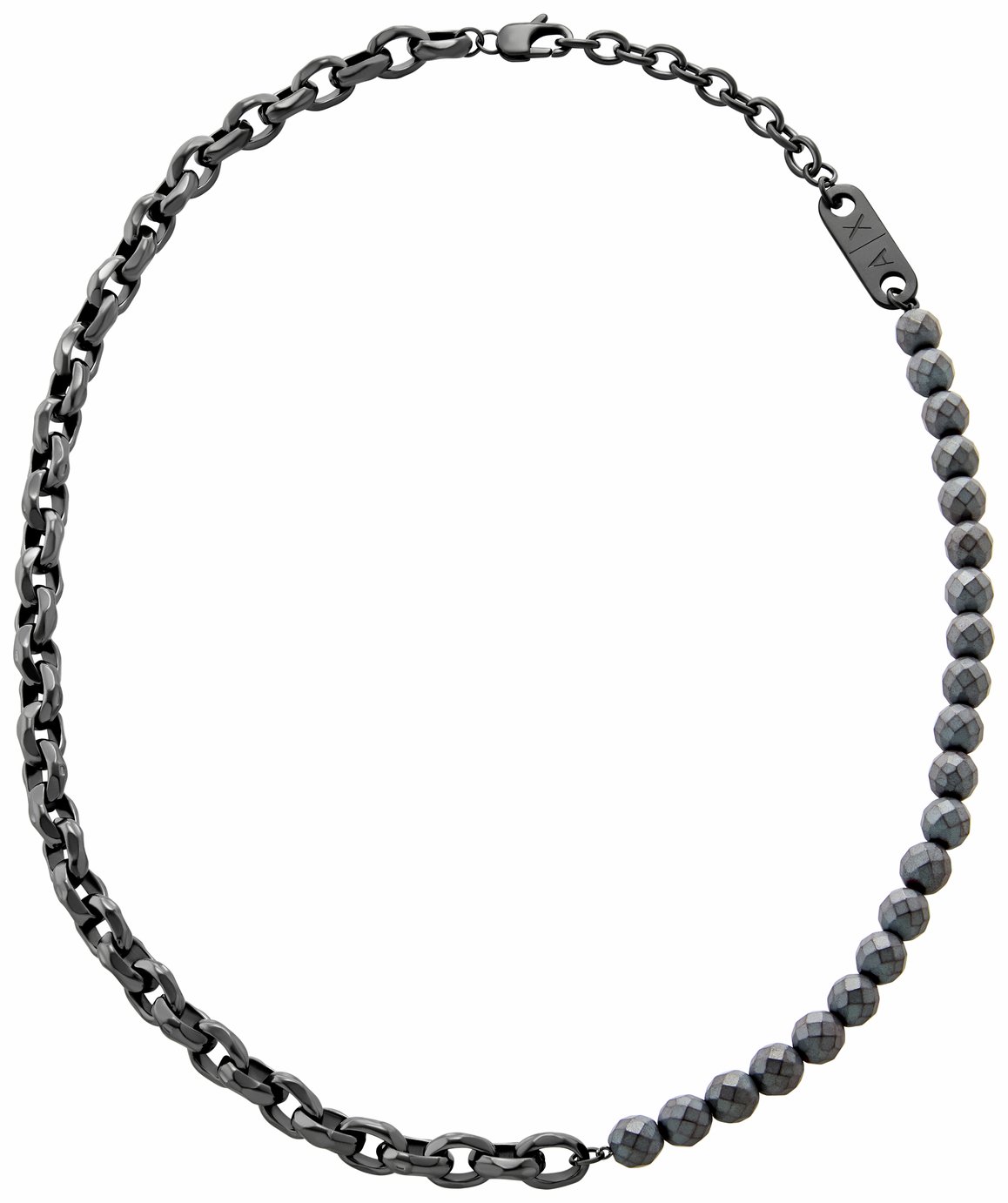 Armani Exchange Men's Gunmetal and Hematite Chain Necklace