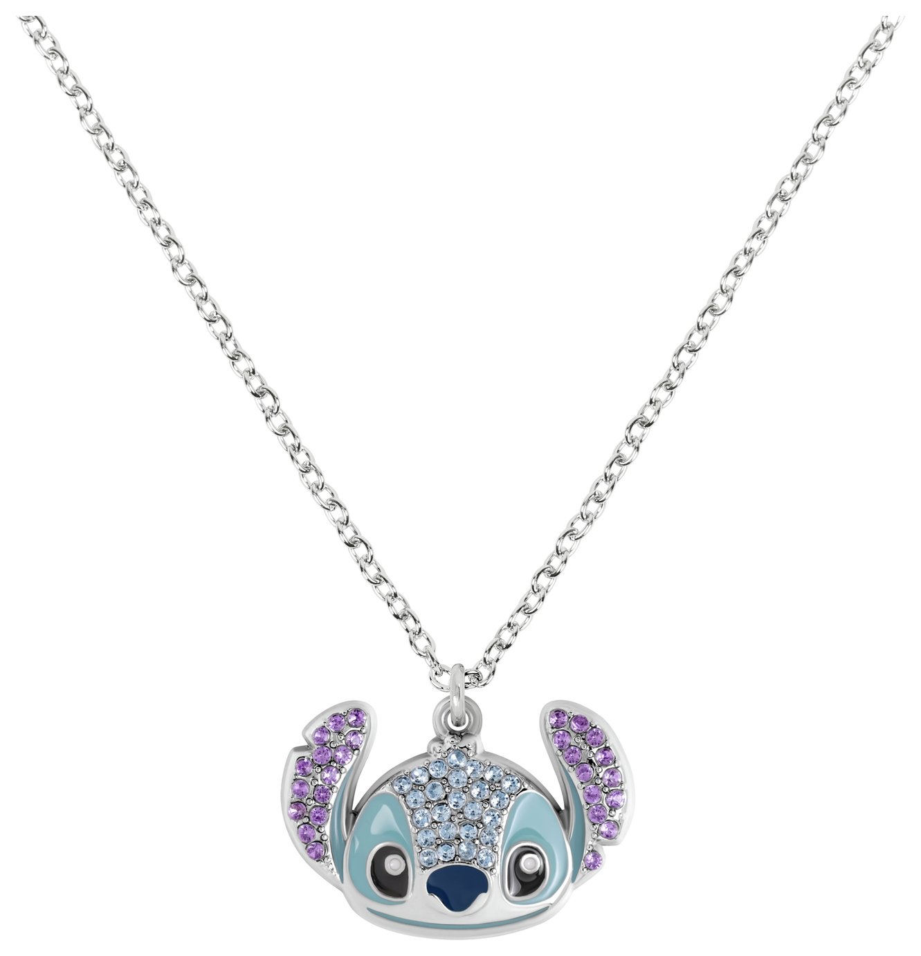 Disney Silver Plated Stitch Stone Set Pendant Necklace