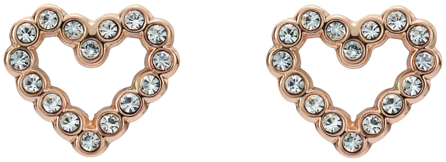 Ted Baker Rose Gold Plated Crystal Halo Heart Stud Earrings