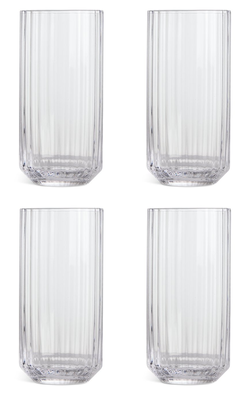 Habitat Wide Ribbed Set of 4 Hi Ball Glasses