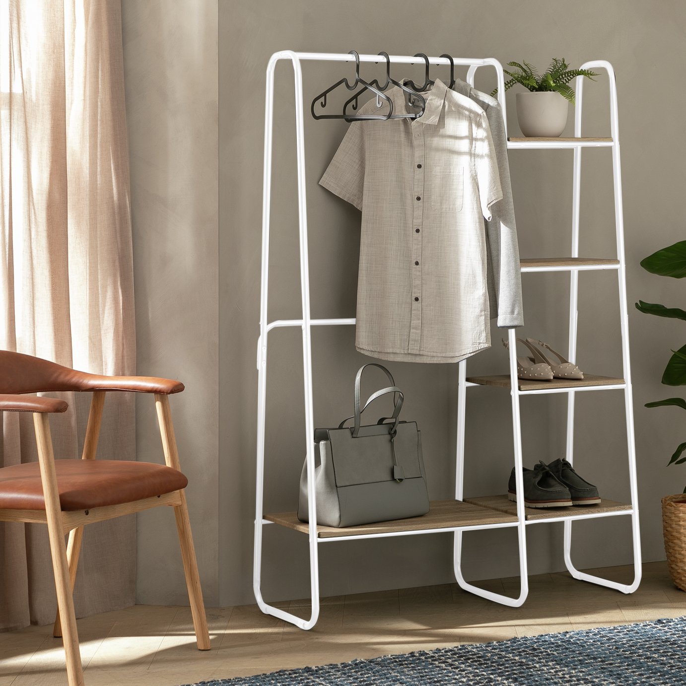 Argos Home Ryan Clothes Rail with Shelves - White