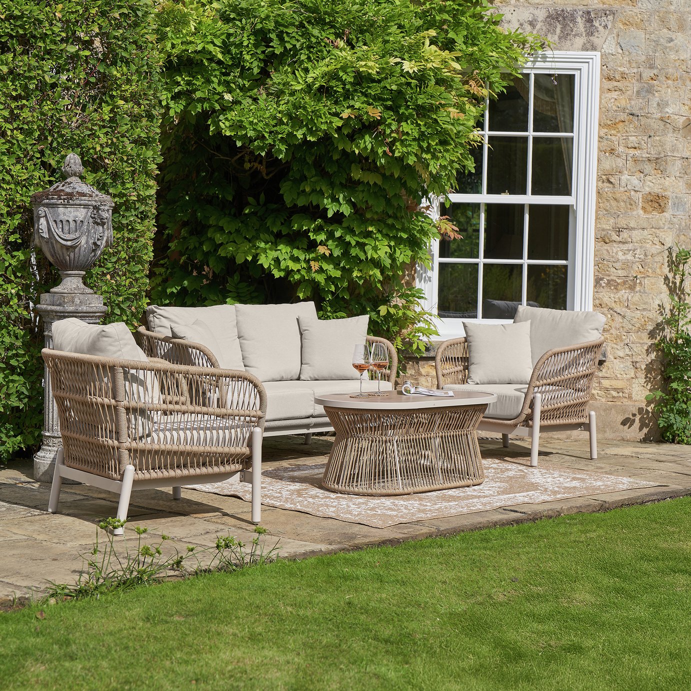 Pacific Martic 4Seater Rattan Effect Garden Sofa Set-Natural