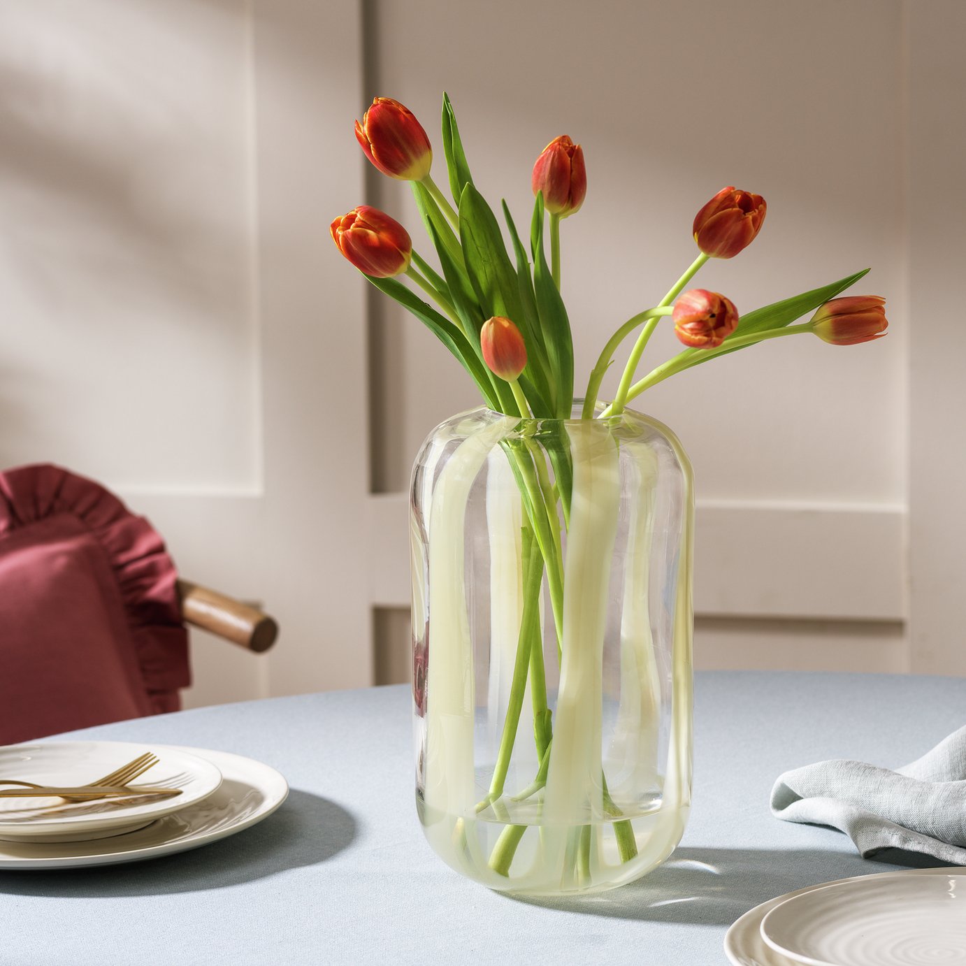 Habitat Art Glass Stripe Vase - Yellow